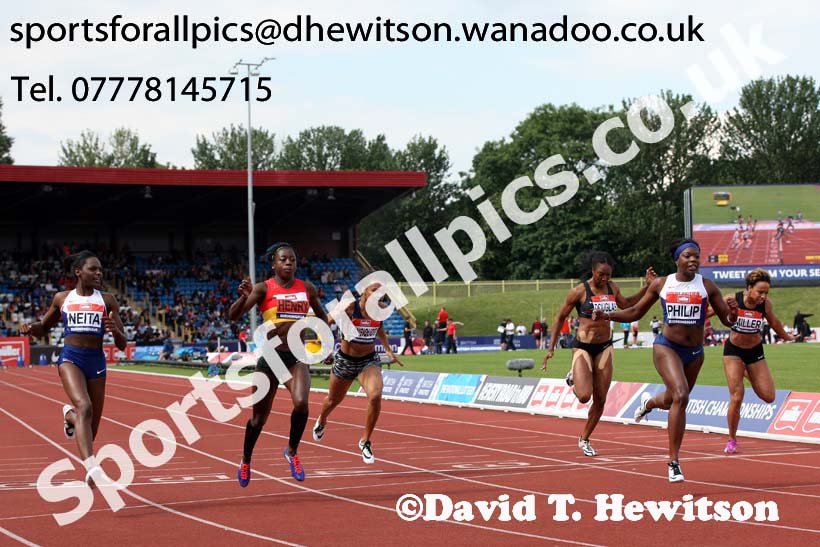 Womens 100 metres, British Championships, Birmingham. Photo: David T. Hewitson/Sports for All Pics